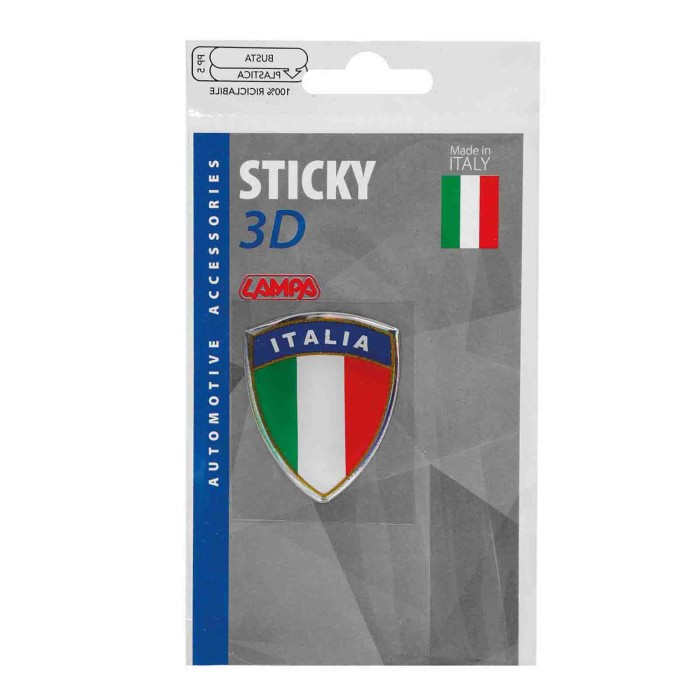 15005-S-01.JPG Sticky 3d Scudetto Tricolore Italia 1 Pz 35x45 Mm Sticky 3d Autoadesivi Tridimensionali Emblemi 3d