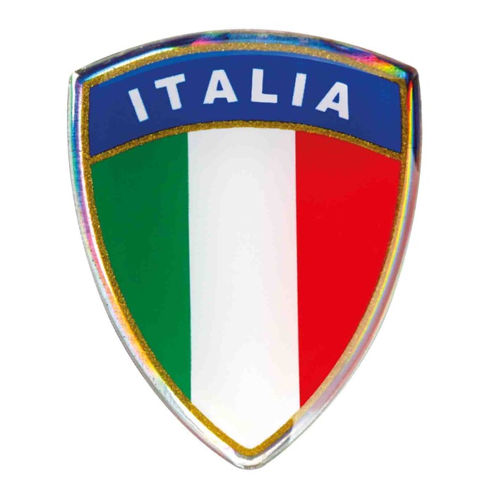 15005-C-01.JPG Sticky 3d Scudetto Tricolore Italia 1 Pz 35x45 Mm Sticky 3d Autoadesivi Tridimensionali Emblemi 3d