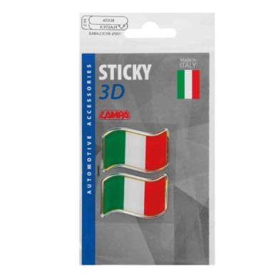 15006-S-01.JPG Sticky 3d Bandiera Italia Al Vento 2 Pz 40x27 Mm Sticky 3d Autoadesivi Tridimensionali Emblemi 3d