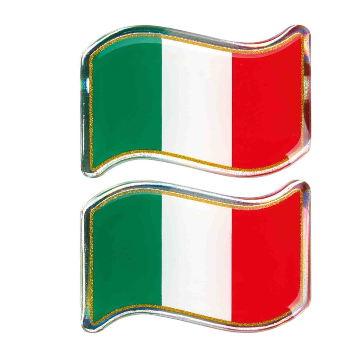 15006-C-01.JPG Sticky 3d Bandiera Italia Al Vento 2 Pz 40x27 Mm Sticky 3d Autoadesivi Tridimensionali Emblemi 3d