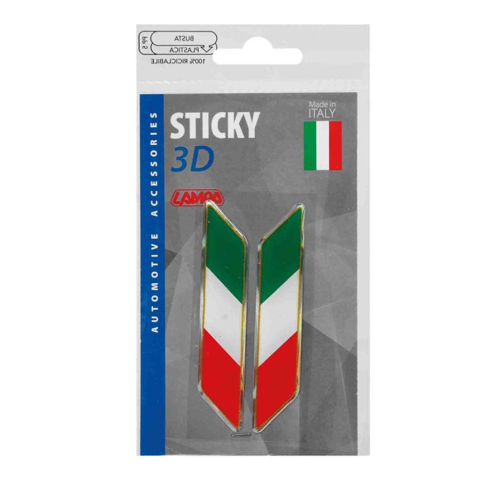 15008-S-01.JPG Sticky 3d Tricolore Italia Corto Diagonale 2 Pz 88x16 Mm Sticky 3d Autoadesivi Tridimensionali Emblemi 3d