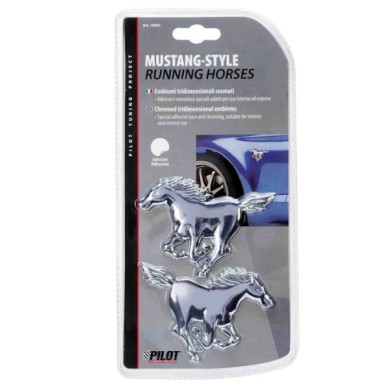 15027-S-01.JPG Emblema 3d Cromato 2 Horses Emblema 3d Cromato Emblemi 3d