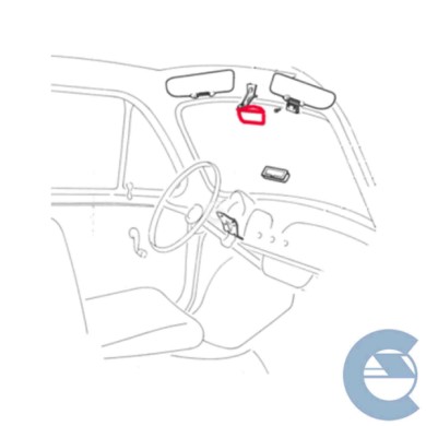 SPECCHIO-4-ESOLVER.jpg Famac 3409900 Specchietto Retrovisore Interno Con Luce Cortesia Per Fiat 500 F L R Dal 1957 Al 1977