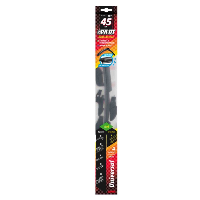 19523-C-01.JPG Pilot Spazzola Tergicristallo 45 Cm (18") 1 Pz 124 Spider-159 4p Tergi Confezione 1 Pz Lampa Tergicristalli
