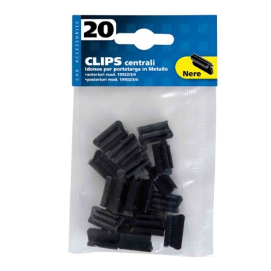 19913-C-01.JPG Set 20 Clips Centrali Nero Portatarga Targhe E Contrassegni