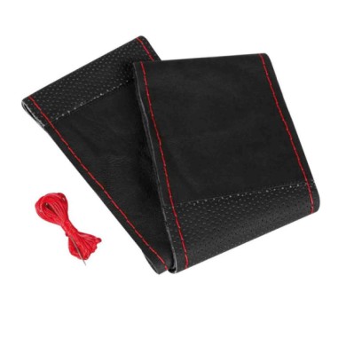 32999-S-02.JPG Sport Coprivolante In Pelle L Ø 37/39 Cm Nero/rosso Coprivolanti Da Cucire In Vera Pelle Coprivolanti Da Cucire