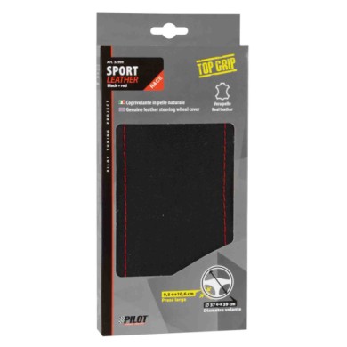 32999-C-01.JPG Sport Coprivolante In Pelle L Ø 37/39 Cm Nero/rosso Coprivolanti Da Cucire In Vera Pelle Coprivolanti Da Cucire
