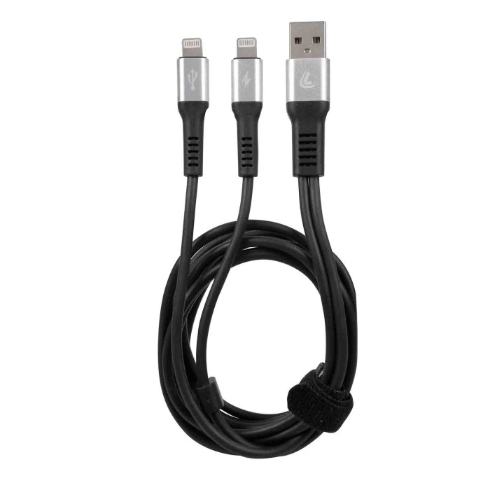 38698-S-01.JPG Cavo Con Doppio Connettore Usb   Apple 8 Pin 100 Cm Nero Apple Lightning/8 30 Pin Cavi