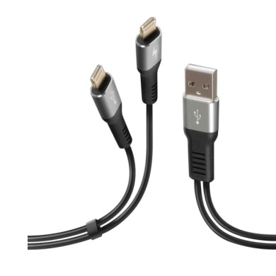 38698-S-03.JPG Cavo Con Doppio Connettore Usb   Apple 8 Pin 100 Cm Nero Apple Lightning/8 30 Pin Cavi