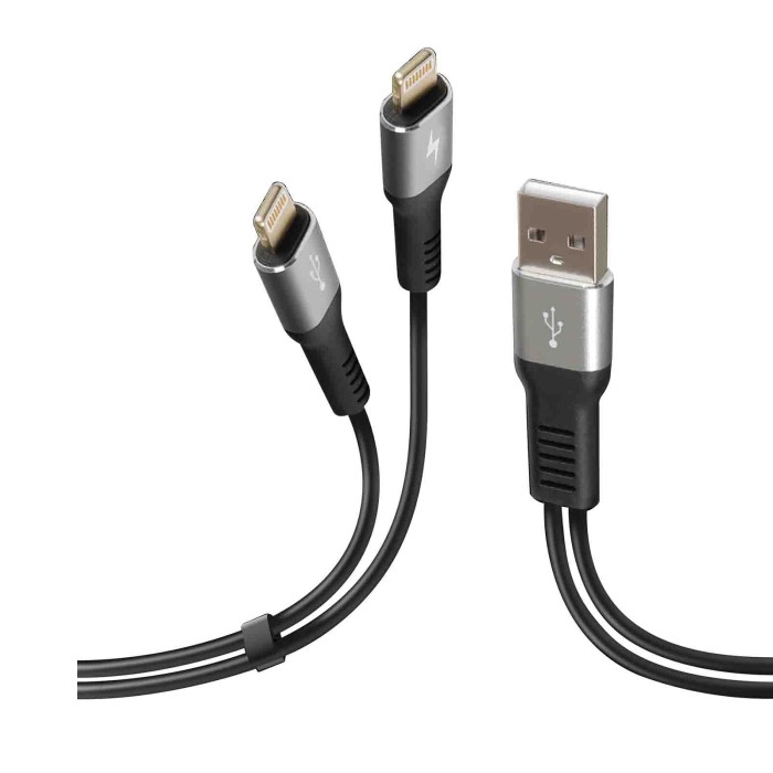 38698-S-03.JPG Cavo Con Doppio Connettore Usb   Apple 8 Pin 100 Cm Nero Apple Lightning/8 30 Pin Cavi