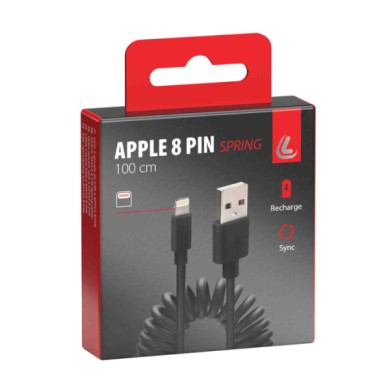 38701-S-01.JPG Cavo A Spirale Usb   Apple 8 Pin 100 Cm Nero Apple Lightning/8 30 Pin Cavi