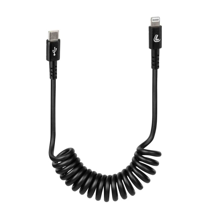 38706-A-01.JPG Cavo A Spirale Usb Type C   Apple 8 Pin 100 Cm Nero Apple Lightning/8 30 Pin Cavi