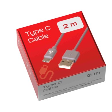 38816-S-01.JPG Linea Essentials Cavo Usb   Usb Type C 200 Cm Grigio Linea Essentials Accessori Telefonia