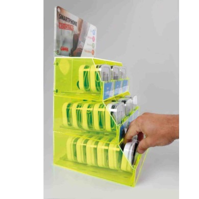 38819-A-02.JPG Linea Essentials Espositore Da Banco In Acrilico A 9 Slot Linea Essentials Accessori Telefonia
