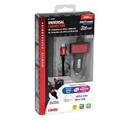 38843-C-01.JPG Caricabatteria Universal (apple 8 Pin/micro Usb) Con 2 Porte Usb Fast Charge 5800 Ma 12/24v Caricabatteria Usb 12