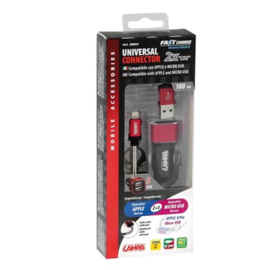 38844-C-01.JPG Kit 2 In 1 Universal (apple 8 Pin/micro Usb) Fast Charge 12/24v Multi Connettore Kit Di Ricarica