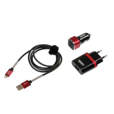 38845-S-03.JPG Kit 3 In 1 Universal (apple 8 Pin/micro Usb) Fast Charge 12/24v + 230v Multi Connettore Kit Di Ricarica