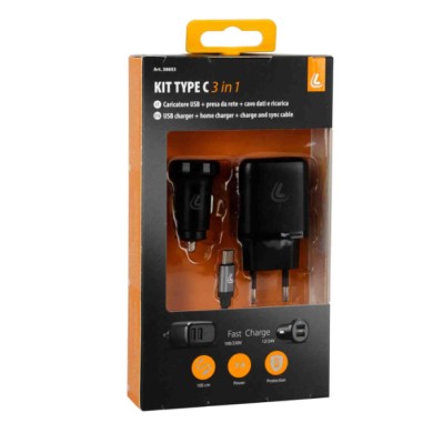 38853-S-01.JPG Kit 3 In 1 Usb Type C Fast Charge 12/24v + 230v Type C Kit Di Ricarica