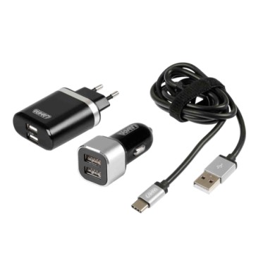 38853-C-01.JPG Kit 3 In 1 Usb Type C Fast Charge 12/24v + 230v Type C Kit Di Ricarica