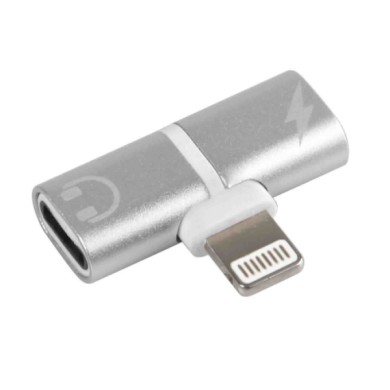 38859-A-01.JPG Splitter Adattatore Per Collegare Cavo Ricarica E Auricolari Apple Lightning/8 30 Pin Cavi