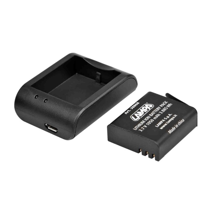 38867-S-02.JPG Kit Carica Batteria + Batteria Per Action Camera Action Cam Telecamere
