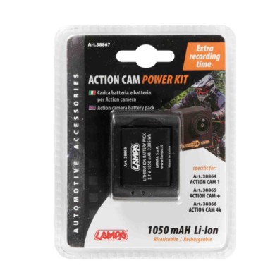38867-C-01.JPG Kit Carica Batteria + Batteria Per Action Camera Action Cam Telecamere