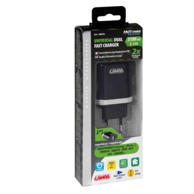 38876-C-01.JPG Caricabatteria Da Rete Con 2 Porte Usb Fast Charge 3100 Ma 100/230v Caricabatteria Usb 100/230v