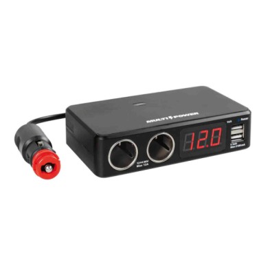 38925-S-01.JPG Multi Power 2 Prese Accendisigari + 2 Usb E Voltmetro 12/24/36v Prese Spinotti E Prese Corrente