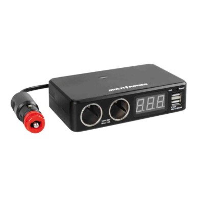 38925-S-02.JPG Multi Power 2 Prese Accendisigari + 2 Usb E Voltmetro 12/24/36v Prese Spinotti E Prese Corrente
