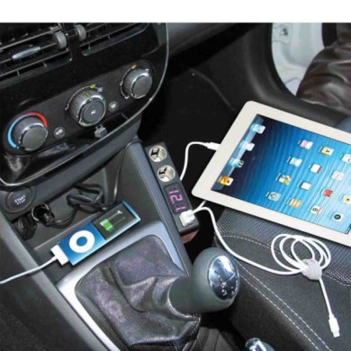 38925-A-01.JPG Multi Power 2 Prese Accendisigari + 2 Usb E Voltmetro 12/24/36v Prese Spinotti E Prese Corrente