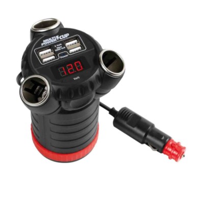 38926-S-01.JPG Multi Power Cup 3 Prese Accendisigari + 4 Usb E Voltmetro 12/24/36v Prese Spinotti E Prese Corrente