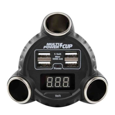 38926-S-03.JPG Multi Power Cup 3 Prese Accendisigari + 4 Usb E Voltmetro 12/24/36v Prese Spinotti E Prese Corrente