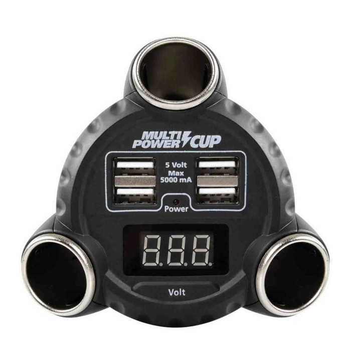 38926-S-03.JPG Multi Power Cup 3 Prese Accendisigari + 4 Usb E Voltmetro 12/24/36v Prese Spinotti E Prese Corrente