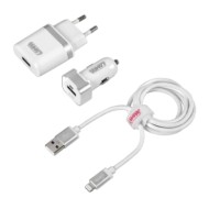 Kit 3 In 1 Lightning Fast Charge 12/24v + 230v Apple Lightning/dock 30 Pin Kit Di Ricarica