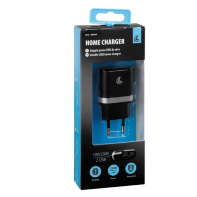 38949-C-01.JPG Caricabatteria Da Rete Con 2 Porte Usb 2400 Ma 100/230v Caricabatteria Usb 100/230v