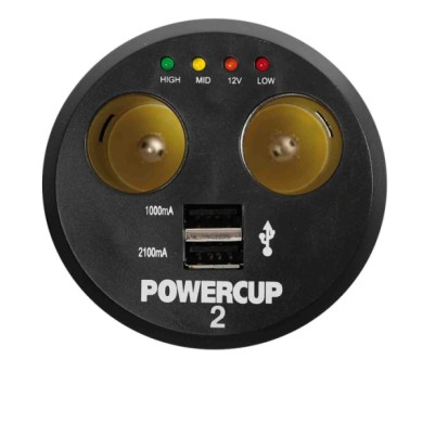 39011-S-01.JPG Power Cup 2 Multipresa Con Usb E Tester Batteria 12v Prese Spinotti E Prese Corrente