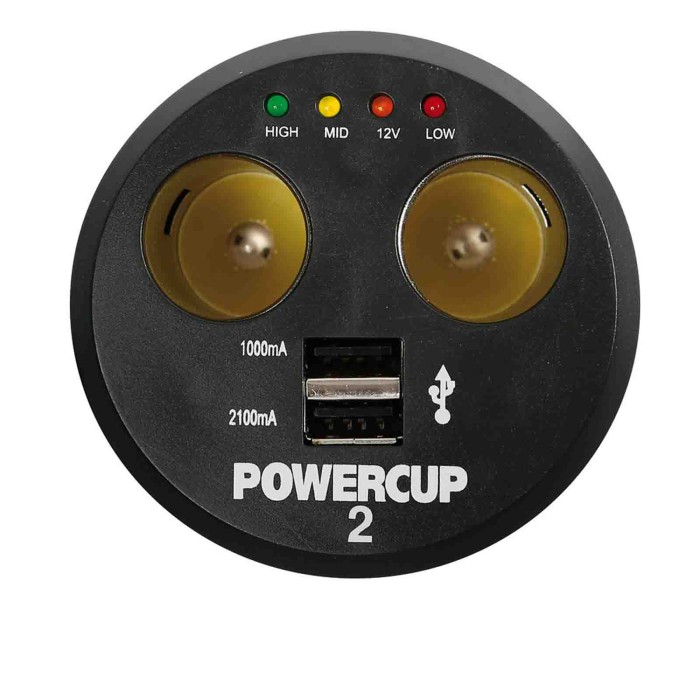 39011-S-01.JPG Power Cup 2 Multipresa Con Usb E Tester Batteria 12v Prese Spinotti E Prese Corrente