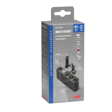 39024-C-01.JPG Multi Socket 4+2 Presa Corrente Quadrupla Con Usb 12/24v Prese Spinotti E Prese Corrente
