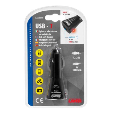 39041-C-01.JPG Caricabatteria 1 Porta Usb 1000 Ma 12/24v Caricabatteria Usb 12/24v