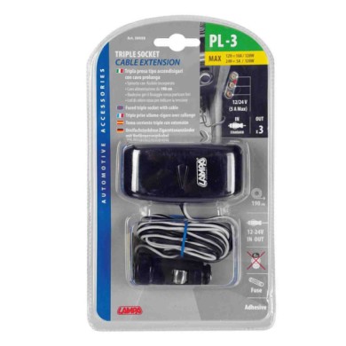 39059-C-01.JPG Presa Corrente Tripla Con Prolunga 12/24v Prese Spinotti E Prese Corrente 39059