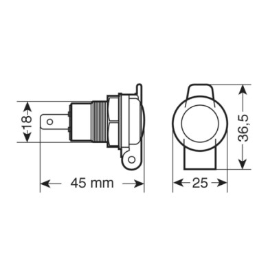 39132-D-01.JPG Presa Corrente Din In Alluminio Montaggio Ad Incasso 12/24v Prese Spinotti E Prese Corrente