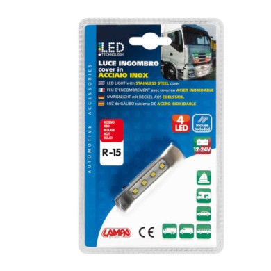 41491-C-01.JPG Luce Ingombro A 4 Led 12/24v Rosso Montaggio In Superficie Luci Perimetrali