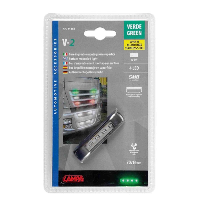 41493-C-01.JPG Luce Ingombro A 4 Led 12/24v Verde Montaggio In Superficie Luci Perimetrali