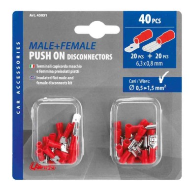 45051-C-01.JPG Kit 40 Terminali Capicorda Piatti Rosso Kit Terminali Capicorda Cablaggio Elettrico