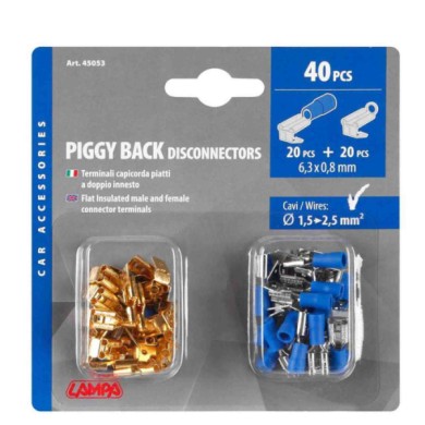 45053-C-01.JPG Kit 40 Terminali Capicorda Piatti A Doppio Innesto Blu Kit Terminali Capicorda Cablaggio Elettrico