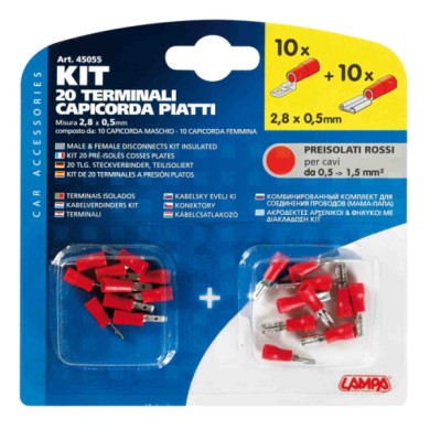 45055-C-01.JPG Kit 20 Terminali Capicorda Piatti Rosso Kit Terminali Capicorda Cablaggio Elettrico