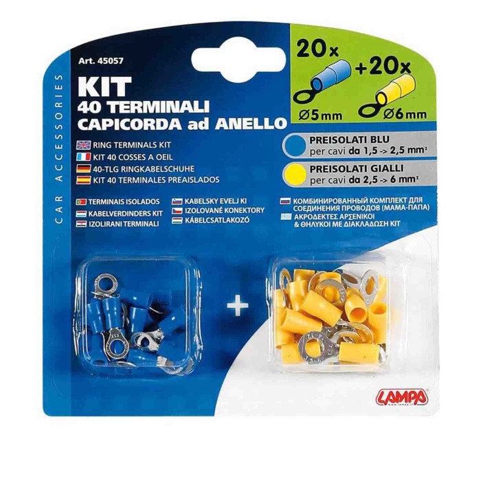 45057-C-01.JPG Kit 40 Terminali Capicorda Ad Anello Giallo/blu Kit Terminali Capicorda Cablaggio Elettrico