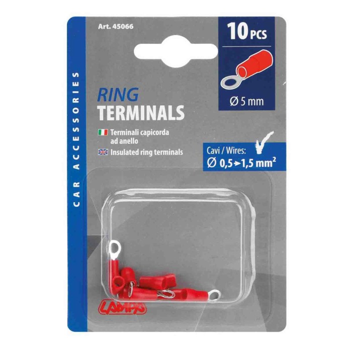 45066-C-01.JPG 10 Terminali Capicorda Ad Anello Rosso Terminali Capicorda Cablaggio Elettrico