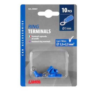 45067-C-01.JPG 10 Terminali Capicorda Ad Anello Blu Terminali Capicorda Cablaggio Elettrico