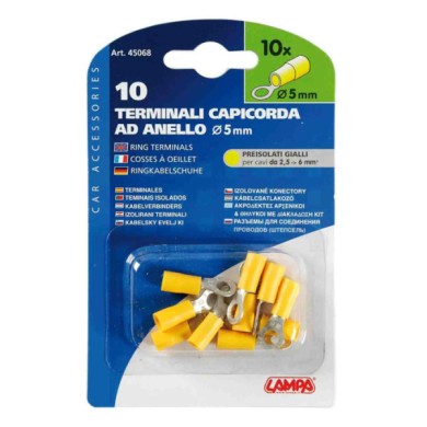 45068-C-01.JPG 10 Terminali Capicorda Ad Anello Giallo Terminali Capicorda Cablaggio Elettrico